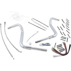 PartzBiz HD FBI-809516 - FBI Fat Baggers 1-1/2 Chrome 16” EZ ติดตั้งสายแฮนด์บาร์แบบโค้งมน PKG FLH 14-20 809516 0601-5297 06015297