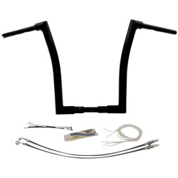 PartzBiz HD FBI-609316-B - FBI Fat Baggers Black 1-1/2" EZ Install Flat Top 16" Handlebar Harley FLTR 15-20
