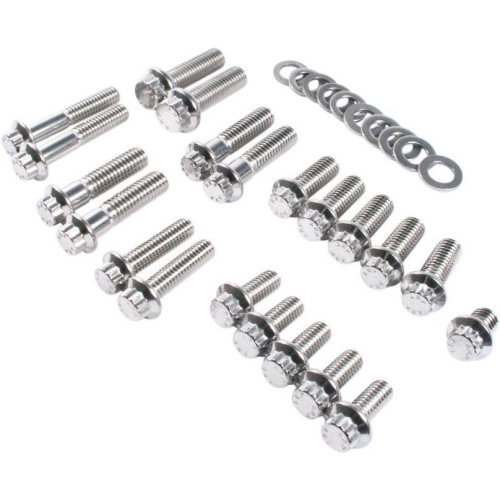 PartzBiz HD: 4415856-Feuling 3066 สแตนเลสสตีลแชสซี Fastener Kit 04-17 Harley Davidson Sportster XL สลักเกลียวเครื่องซักผ้า Studs อัพเกรดเปลี่ยน 2401-1101 24011101