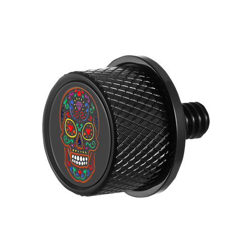 PartzBiz HD: 4415688-Figurati Designs Black W/Sugar Skull Seat Mounting Kit for Harley All Touring/Trike | FD30-SEAT-SCREW-BLK PartzBiz HD: 4415688-Figurati Designs Black W/Sugar Skull Seat Mounting Kit for Harley All Touring/Trike | FD30-SEAT-SCREW-BLK