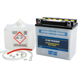 PartzBiz HD WP490-2098 - Firepower Yuasa Battery w/ Acid 12N7-4A 12V YUAM2274A Rep OE 63731-99 66006-69