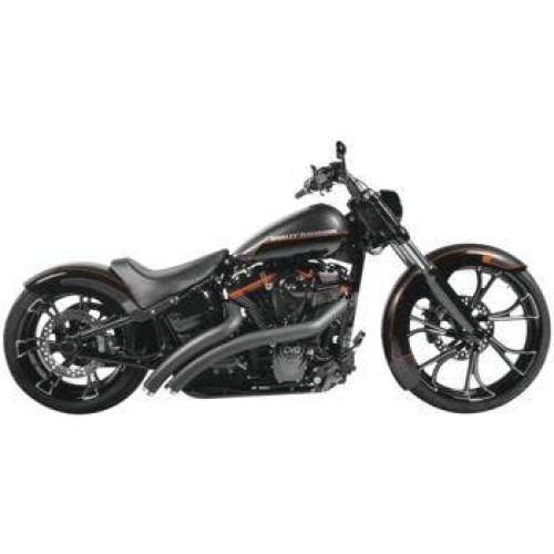 PartzBiz HD: 4415552-Freedom Performance Black Exhaust Radical Radius Crossover w/ Star Tips Softail