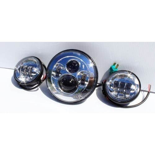 PartzBiz HD: 4415170-ชุดไฟหน้า Harley LED Projector Daymaker Chrome 7 ” พร้อม ผ่านโคมไฟและอะแดปเตอร์ PartzBiz HD: 4415170-ชุดไฟหน้า Harley LED Projector Daymaker Chrome 7 ” พร้อม ผ่านโคมไฟและอะแดปเตอร์