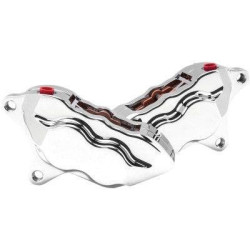 PartzBiz HD HHI-FKDDCC5018 - Hawg Halters HHI Chrome FKDDCC5018 4-Piston Front Dual Disc Calipers Harley FLH/T 08-19 แผ่นอะไหล่ทดแทนที่ดีที่สุดสำหรับ Touring Electra Road Street Glide King trike รถสามล้อคุณภาพขัดเงา 1701-0587 17010587