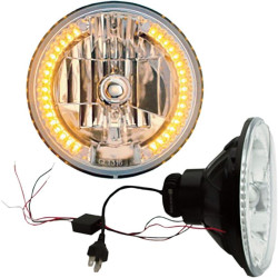 PartzBiz HD DS20012223 - Headwinds Chrome ไฟหน้า 7 นิ้วพร้อมไฟเลี้ยว LED Snake Eye H4 Harley