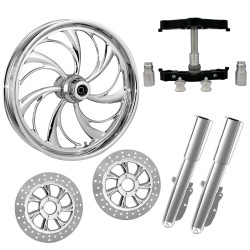 PartzBiz HD HELIX-DUAL-CHR-KIT-PCKG - Helix Chrome 23" Wheel Tire Dual Rotors w/ Raked Triple Trees Lowers & Sliders | HELIX-DUAL-CHR-KIT-PCKG PartzBiz HD HELIX-DUAL-CHR-KIT-PCKG - Helix Chrome 23" Wheel Tire Dual Rotors w/ Raked Triple Trees Lowers & Sliders | HELIX-DUAL-CHR-KIT-PCKG