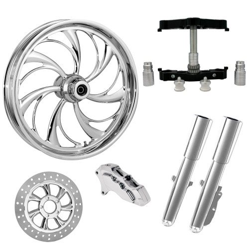 PartzBiz HD: 4415061-Helix Chrome 23” ยางล้อด้านเดียวพร้อมท่อนล่างและตัวเลื่อนแบบ Raked Triple Trees | HELIX-SNGL-CHR-KIT-23PCKG
