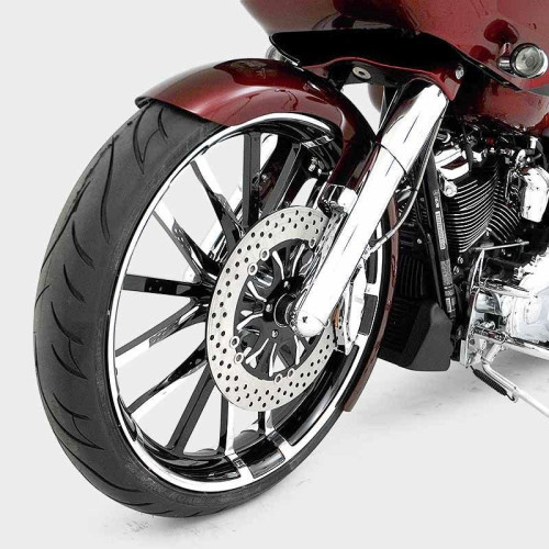 PartzBiz HD: 4414918-HHI Hawg Halters Bomber Chrome 49 มม.ดิสก์เดี่ยว ABS ขาส้อมล่าง Harley 14-up