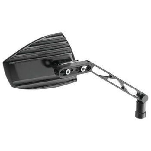 PartzBiz HD: 4414853-Highsider Black Silver Wave Mirrors Adjustable CNC M10 Universal PartzBiz HD: 4414853-Highsider Black Silver Wave Mirrors Adjustable CNC M10 Universal