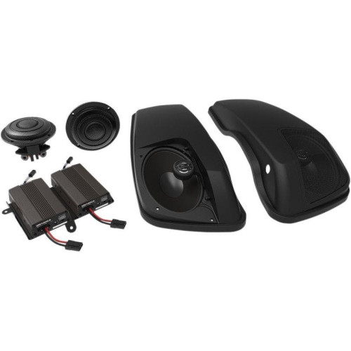 PartzBiz HD: 4414807-HogTunes Wild Boar 600 Watt Amp Kit W/ 6x9 Saddlebag Lid Speakers FLHX 14-18 | WBA BIG PIG SG
