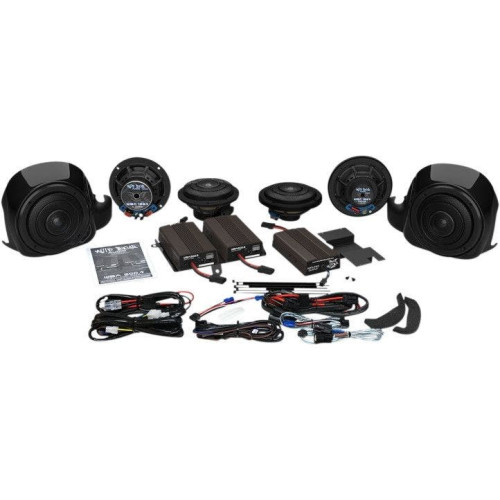 PartzBiz HD: 4414773-Hogtunes Wild Boar Whole Hog 900 วัตต์แอมป์และชุดลำโพง Harley Ultra 14-19