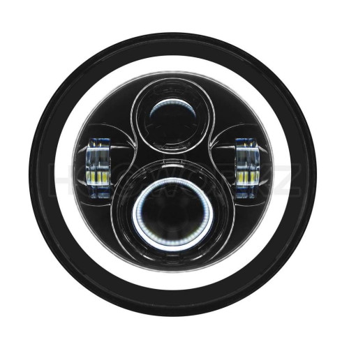 PartzBiz HD: 4414708-Hogworkz Blackout 7” ไฟหน้า LED HaloMaker พร้อมไฟส่องทางเสริม