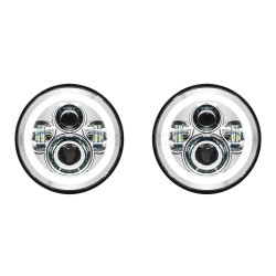 PartzBiz HD HW167004 x 2 - Hogworkz Chrome 7 ” HaloMaker ไฟหน้า LED Jeep Wrangler CJ-5 CJ-7 TJ JK JL PartzBiz HD HW167004 x 2 - Hogworkz Chrome 7 ” HaloMaker ไฟหน้า LED Jeep Wrangler CJ-5 CJ-7 TJ JK JL