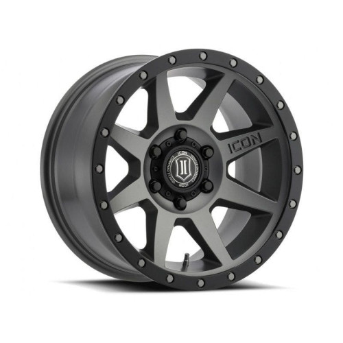 PartzBiz HD: 4414459-Icon Vehicle Dynamics Rebound Titanium 17X8.5 5X5 5X127 -6mm ET Offset Wheel Rim Jeep Wrangler JK JL JT Grand Cherokee WJ WK WK2 Commander Wheels Rims Upgrade 5x127 5 Lug Offroad 4x4