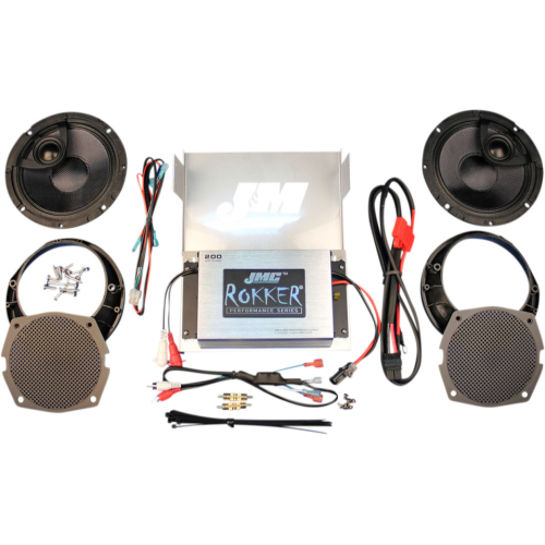 PartzBiz HD: 4414396-J&M JMC ROKKER 200W 2-Channel Amplifier Speaker Kit Harley Batwing 98-13