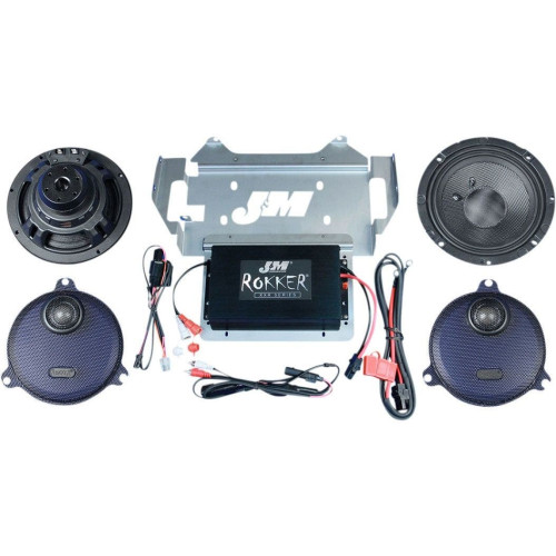 PartzBiz HD: 4414408-J&M ROCKKER XXR XXR EXTREME 400w 2-Speaker Amp Install Kit Harley Touring 14-20