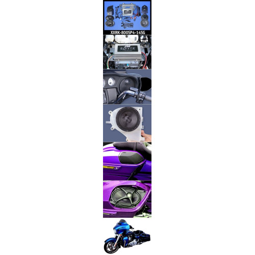 PartzBiz HD: 4414348-J&M Rokker XXR Extreme 800w 4-Speaker & Amp Install Kit 14-20 Harley FLHX XXRK-800SP4-14SG ดีที่สุดสำหรับการอัพเกรดระบบเสียง davidson