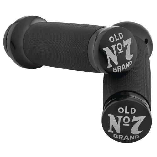 PartzBiz HD: 4414332-Jack Daniels OLD #7 Black Billet Hand Grips สำหรับ Harley Cable Throttle Models | 106-241 PartzBiz HD: 4414332-Jack Daniels OLD #7 Black Billet Hand Grips สำหรับ Harley Cable Throttle Models | 106-241