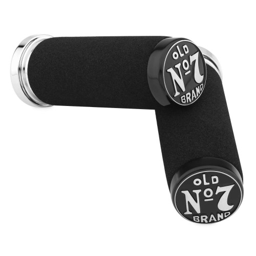 PartzBiz HD: 4414333-Jack Daniels OLD #7 Black Foam Hand Grips for Harley Cable Throttle Models | 106-245