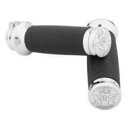 PartzBiz HD TR077718 - Jack Daniels OLD #7 Chrome Billet Hand Grips สำหรับ Harley Cable Throttle Models | 106-240 PartzBiz HD TR077718 - Jack Daniels OLD #7 Chrome Billet Hand Grips สำหรับ Harley Cable Throttle Models | 106-240