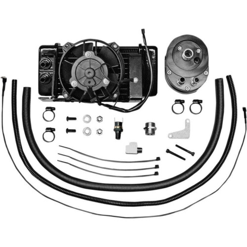 PartzBiz HD: 4414341-Jagg Black Horizonal Low Mount 10 แถวชุดออยล์คูลเลอร์พร้อมพัดลมช่วย Harley 09-13 | 751-FP2400 PartzBiz HD: 4414341-Jagg Black Horizonal Low Mount 10 แถวชุดออยล์คูลเลอร์พร้อมพัดลมช่วย Harley 09-13 | 751-FP2400