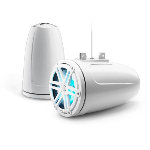 PartzBiz HD: 4414186-JL Audio 7.7-Inch Enclosed Tower Coaxial System Gloss White W/RGB LED Sport Grille