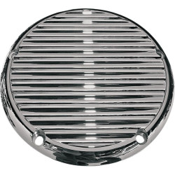 PartzBiz HD DS11070113 - Joker Machine Chrome Finned 5 Hole Derby Cover สำหรับ Harley Big Twin Cam 99-16 | 06-99FN