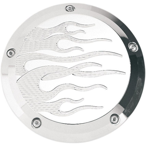 PartzBiz HD: 4413953-Joker Machine Chrome Flame 5 Hole Derby Cover for Harley Twin Cam 99-16 | 06-99F