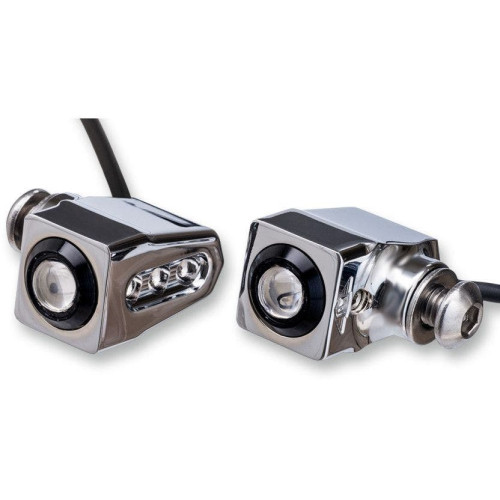 PartzBiz HD: 4413960-Joker Machine Chrome Single Rat Eye ไฟเลี้ยว LED สีแดง Harley & Metric | 05-206-RC