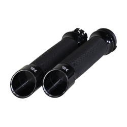 PartzBiz HD DS06302843 - Khrome Werks Avon 500240 Black Contour Edge Handlebar Grips Harley Cable Throttle