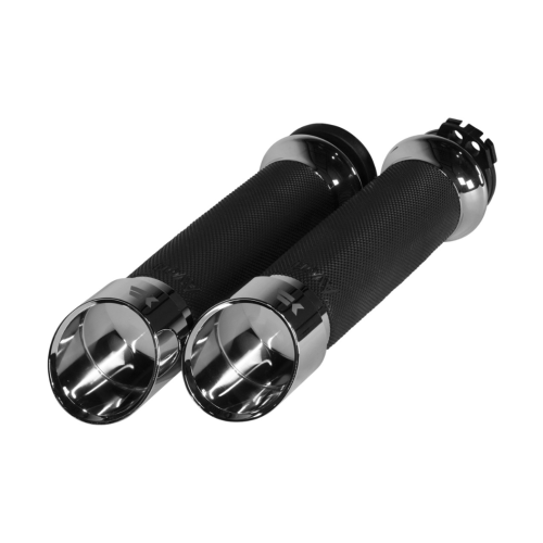 PartzBiz HD: 4413781-Khrome Werks Avon 500260 Chrome Contour Edge Handlebar Grips Harley Cable Throttle