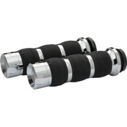 PartzBiz HD DS06303082 - Khrome Werks Avon Air Cushion Klassic Chrome Hand Grips for Harley Cable Throttle | 500295