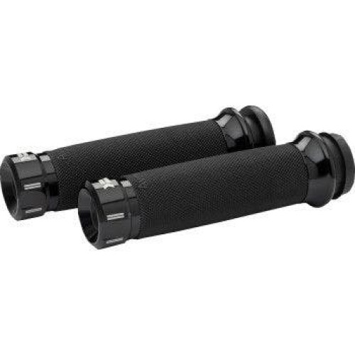 PartzBiz HD: 4413787-Khrome Werks Avon Contour Klassic Black Hand Grips for Harley Cable Throttle | 500280