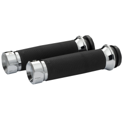 PartzBiz HD DS06303076 - Khrome Werks Avon Contour Klassic Chrome Hand Grips for Harley Fly By Wire Throttle | 500185