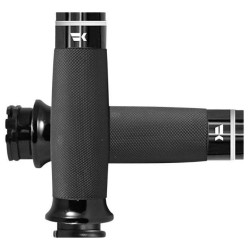 PartzBiz HD DS06302725 - Khrome Werks Black Custom Turbine Grips 1" Bars TBW Harley & Custom 500120