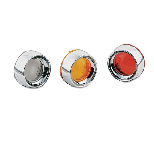 PartzBiz HD: 4413250-Kuryakyn 2108 Chrome Deep Dish Bullet Turn Signal Bezels Amber Lens Harley PartzBiz HD: 4413250-Kuryakyn 2108 Chrome Deep Dish Bullet Turn Signal Bezels Amber Lens Harley