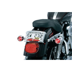 PartzBiz HD KA2109 - Kuryakyn 2109 Chrome Deep Dish Bullet Turn Signal Bezels Red Lens Harley