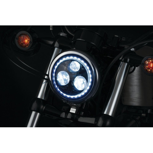 PartzBiz HD: 4413213-Kuryakyn 2462 Orbit Vision DOT 5 3/4" LED w/ White LED Halo Harley Headlight FL 2001-1799 20011799 indian scout victory octane 2019 411743