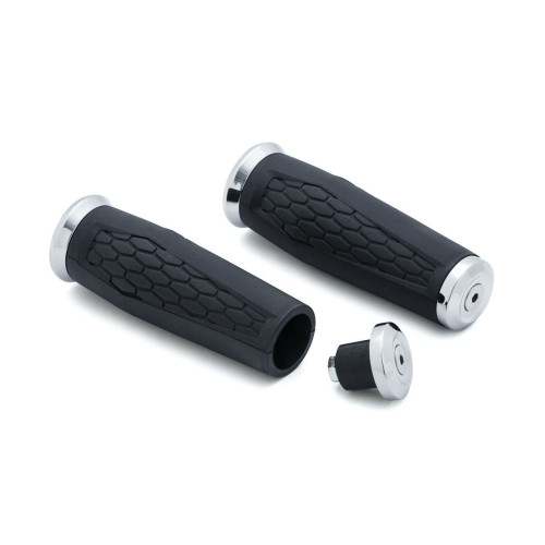 PartzBiz HD: 4412965-Kuryakyn 5928 Chrome Universal Hex Grips เส้นผ่านศูนย์กลาง 7/8” พร้อมปลายเปิดเมตริกแบบกำหนดเอง 06302366 0630-2366 Davidson