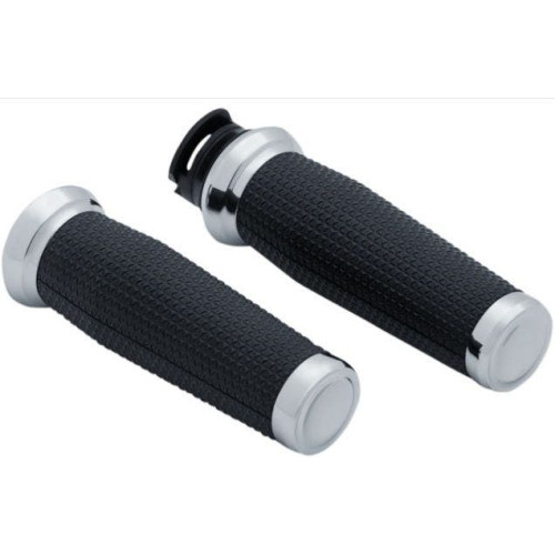 PartzBiz HD: 4412967-Kuryakyn 5938 Chrome Thresher Textured Handlebar Grips 15-19 Indian Scout sixty bobber rubber control grip upgrade 0630-2541 06302541 415296