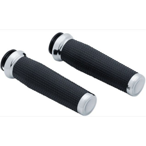 PartzBiz HD: 4412978-Kuryakyn 5960 Chrome Thresher Textured Motorcycle Handlebar Grips 18-19 Indian Chief Classic Chieftain Dark Horse Springfield rubber control upgrade 0630-2543 06302543 485124