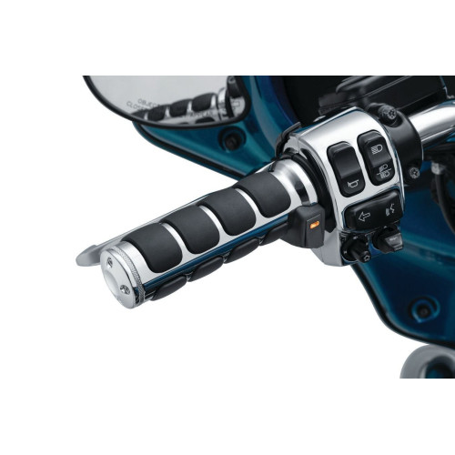 PartzBiz HD: 4412953-Kuryakyn 6471 Chrome Heated ISO Handlebar Grips Harley Dual Cable Throttle 96-20