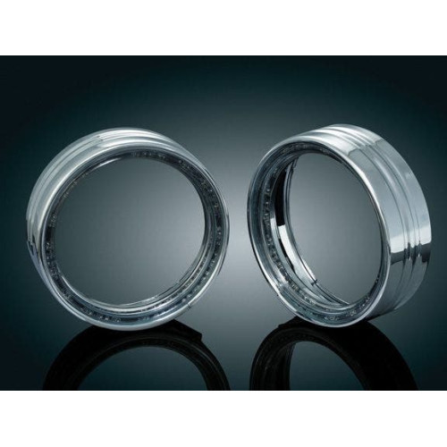 PartzBiz HD: 4412816-Kuryakyn 7748 Chrome L.E.D. Halo Passing Lamp Trim Bezels Rings Harley FLH/T
