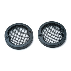PartzBiz HD KA6514 - Kuryakyn Black Mesh Flat 3-1/4" Turn Signal Bezels Covers Harley Pancake Style | 6514