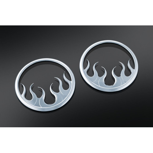 PartzBiz HD: 4412529-Kuryakyn Chrome Flame Front Fairing Speaker Grills สำหรับ Harley FLH/T 14-15 | 7374 PartzBiz HD: 4412529-Kuryakyn Chrome Flame Front Fairing Speaker Grills สำหรับ Harley FLH/T 14-15 | 7374