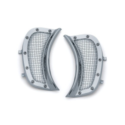 PartzBiz HD KA6518 - Kuryakyn 6518 Chrome ตาข่ายไฟหน้า Vent เน้น Harley Road Glide FLTR 15-18