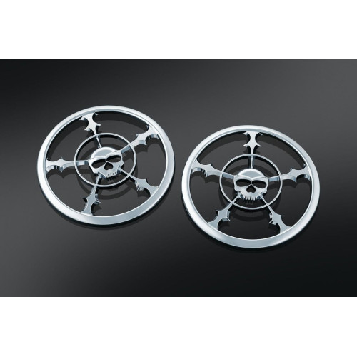PartzBiz HD: 4412366-Kuryakyn Chrome Zombie Front Fairing Speaker Grills สำหรับ Harley FLH/T 14-15 | 7373