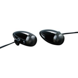 PartzBiz HD KA2504 - Kuryakyn Gloss Black Amber L.E.D. Mini Bullets Turn Signals (pr) for Harley | 2504