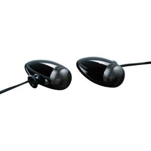 PartzBiz HD: 4412230-Kuryakyn Gloss Black Amber L.E.D. Mini Bullets Turn Signals (pr) for Harley | 2504