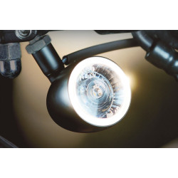 PartzBiz HD KA2553 - Kuryakyn Kellermann Bullet 1000 2553 Black Amber LED Front Turn Signal Harley & Metric